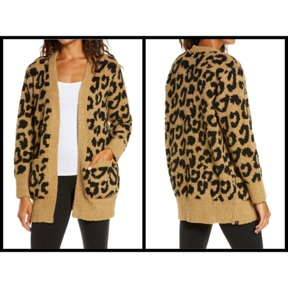 💕BAREFOOT DREAMS💕 CozyChic Leopard Cardigan (M) - Picture 1 of 16